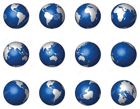 Glossy 3d Globes On White Vector Stock Vector Illustration Of Earth