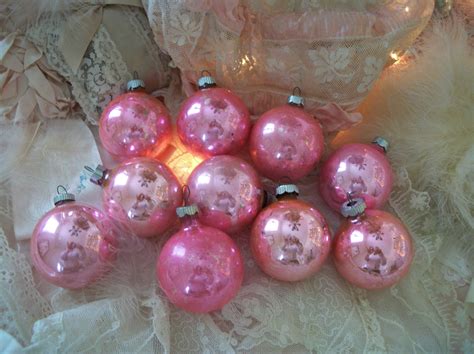 Vintage Pastel Pink Old Mercury Glass Christmas Ornaments Etsy