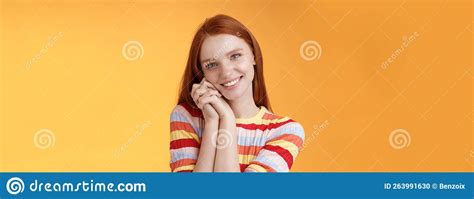 Romantic Tender Sensual Attractive Smiling Redhead Girlfriend Melting Heart Feel Warmth