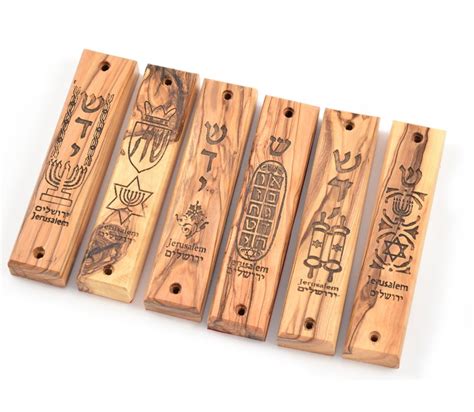 6 Pack Large Olive Wood Mezuzah Case Made In Israel Canaan