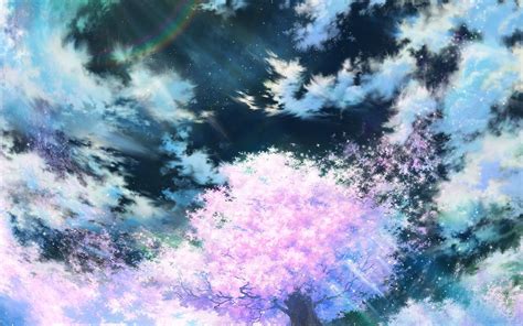 Download Wallpaper 2560x1600 Sakura Art Sky Anime Pink Widescreen