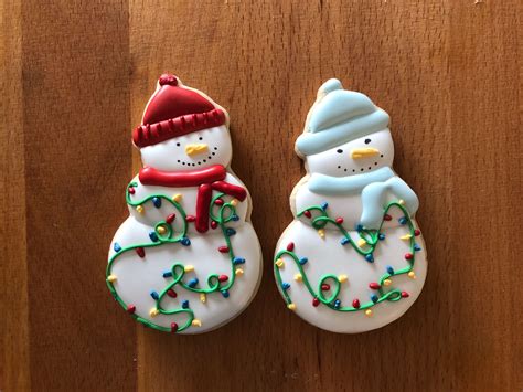 Christmas Snowman Tangled In Lights Sugar Cookies Dozen Etsy