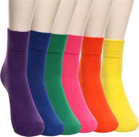Womens Cotton Crew Quarter Socks 6 Pairs Assorted Soft Casual Cool