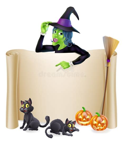 Halloween Witch Scroll Banner Stock Vector Illustration Of Placard