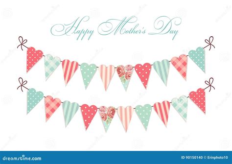 Cute Vintage Happy Mother`s Day Card As Heart Shaped Shabby Chic