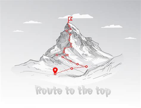 Mountain Climbing Route To Peak Business Journey Path In Progress To