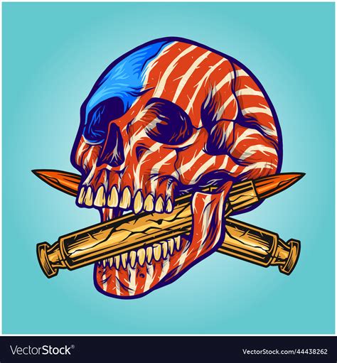 American Flag Skull Head With Bullet Royalty Free Vector