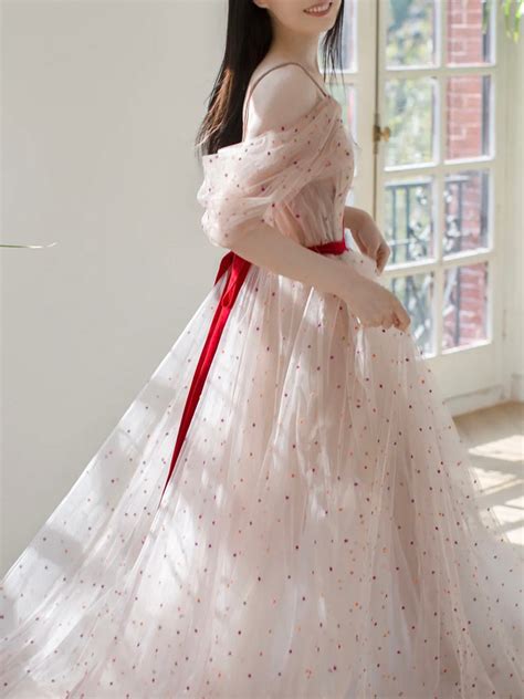 A Line Off Shoulder Tulle Light Pink Long Prom Dress Long Formal Dres Dresstby