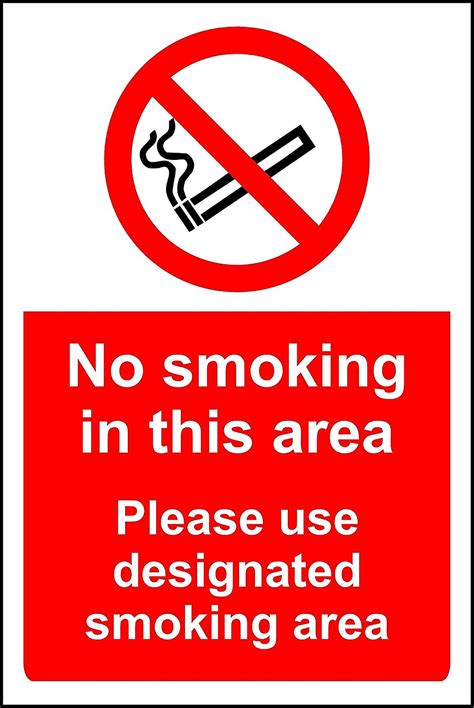 Buy No Smoking In This Area Please Use Designated Smoking Area Sign 3mm Aluminium Sign 300mm
