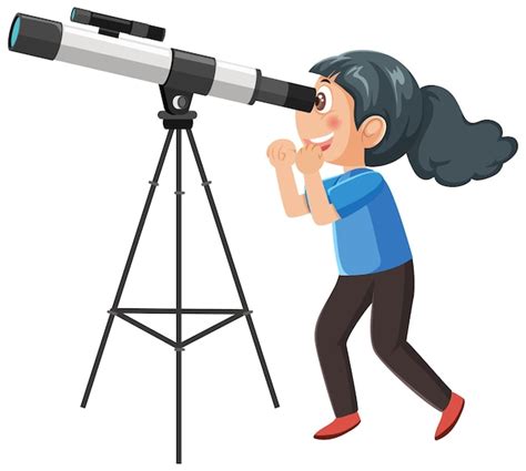 Premium Vector A Girl Looking Through Telescope