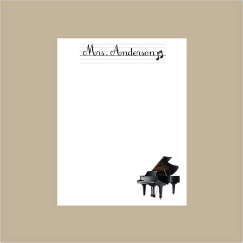 Piano Notepad Music Teacher Notepad Personalized Notepad