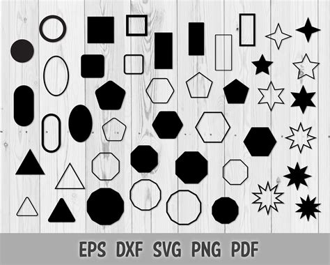 Basic Geometric Shapes Svg Png Dxf Cut Files Circle Square Etsy