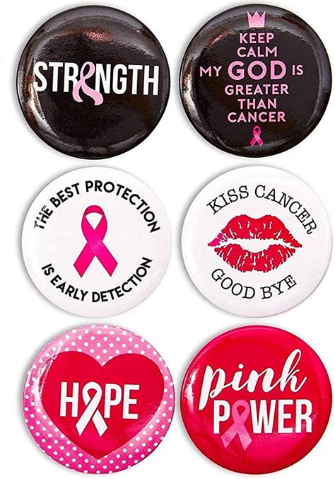 Breast Cancer Awareness Buttons 24 Pack Pink Ribbon Round Buttons Pinback Buttons In 6