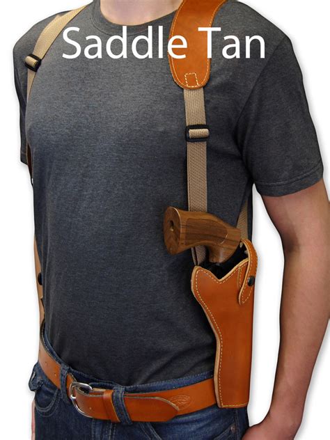Leather Vertical Shoulder Holster For 6 Revolvers Barsony Holsters