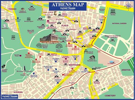 Map Of Athens Ruins Athens Map Athens Map