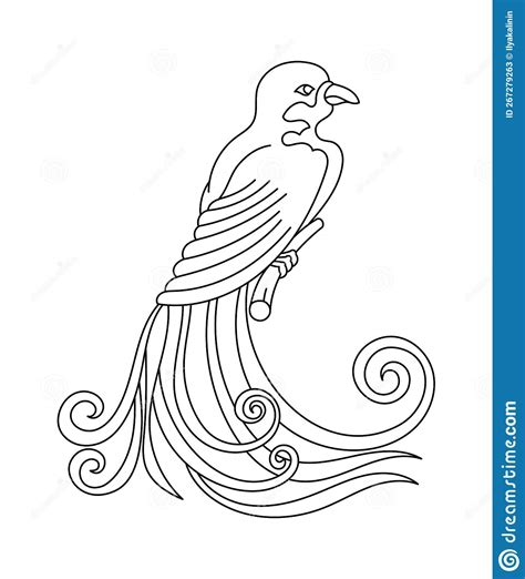 Greater Bird-of-paradise Tropical Bird. Editable Outline Stroke. Vector