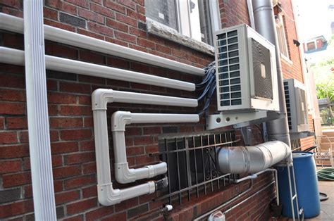 After the holes for wires and/or ac have been drilled, it is time to start installing your split system air conditioner. NY NJ | Ductless Air conditioning installation | Photo Video
