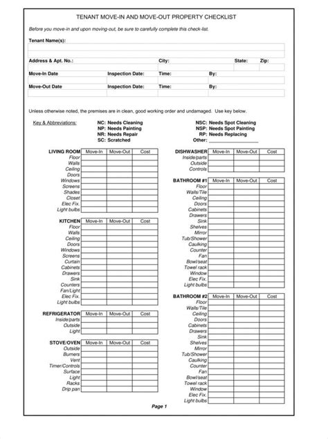 Printable 10 Rental Checklist Examples Pdf Examples Tenant Move In
