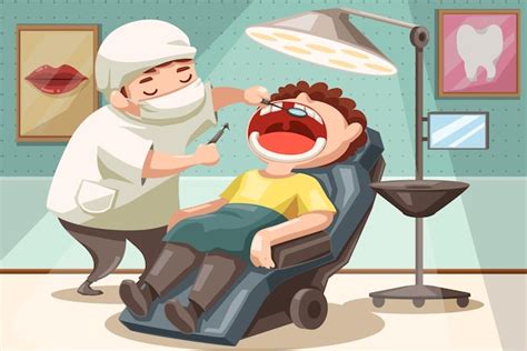 O Dentista Está Examinando Os Dentes Da Boca Do Paciente Deitado Na