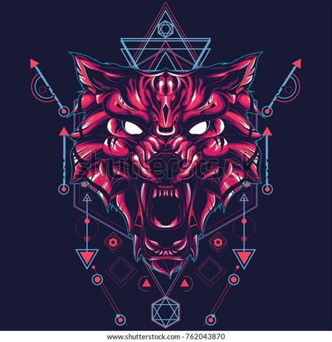 Wild Wolf Sacred Geometric Style Stock Vector Royalty Free 762043870