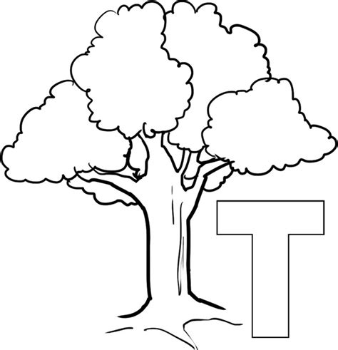 Letter T For Tree Coloring Page