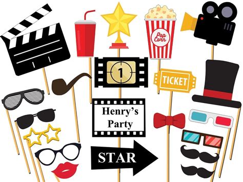Cinema Movie Theater Photo Booth Props Movie Night Supplies Photo Props