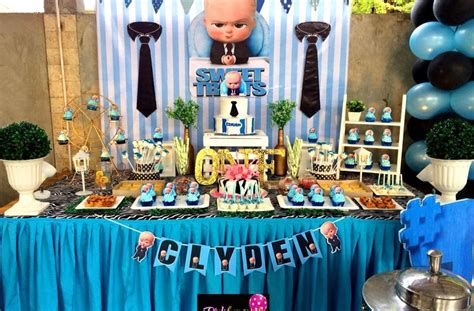 Boss Baby Themed Dessert Buffet And Balloon Decoration Baby Birthday