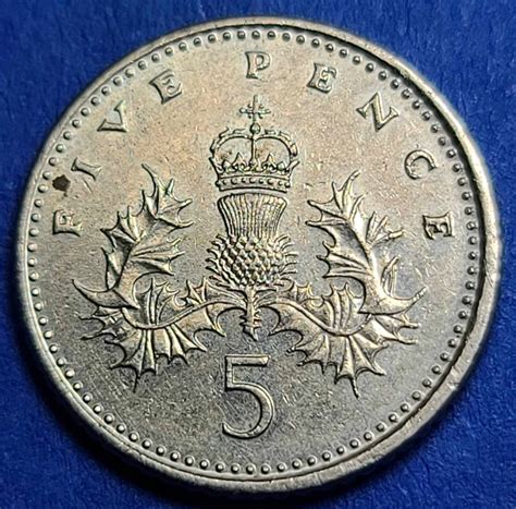 1991 Uk 5 Pence Coin Etsy