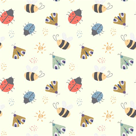 Kids Seamless Pattern With Cute Insects 1072338 Vector Art At Vecteezy