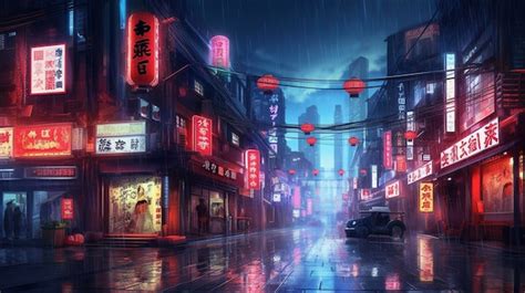 Premium Ai Image Cyberpunk Japanese Streets Asian Street Illustration