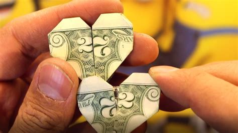 ♥♥double Hearts Origami Dollar Bill Tutorials How To♥♥ Youtube