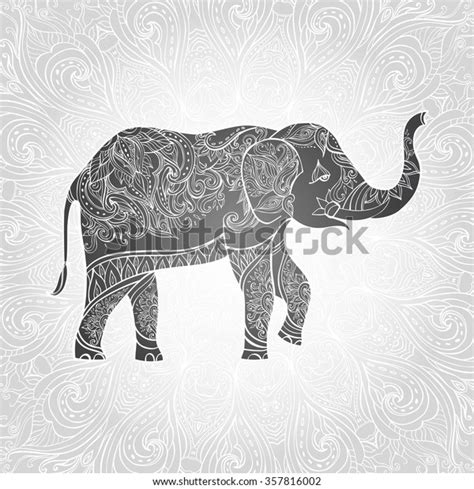 Indian Elephant Ornate Elephant Hand Drawn Stock Vector Royalty Free