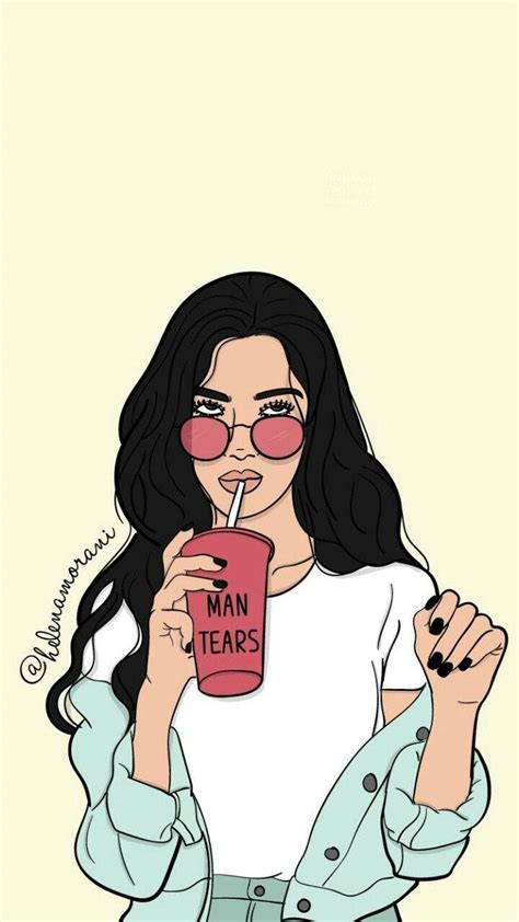 Download Cool Girl Cartoon Drinking Wallpaper