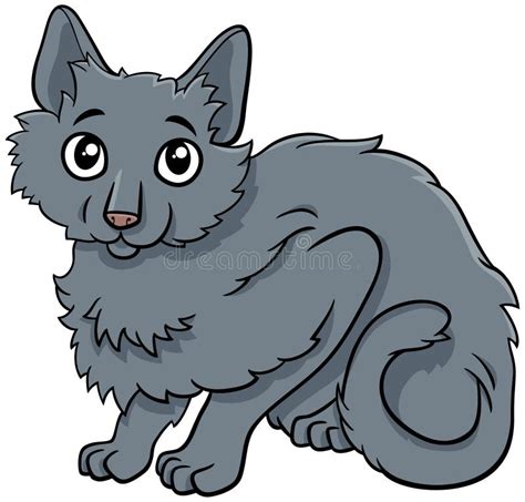 Cartoon Gray Tabby Cat Comic Animal Character Stock Vector