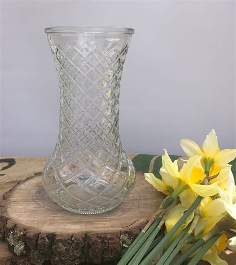 Vintage Hoosier Glass Vase 4086 Diamond Pattern Etsy