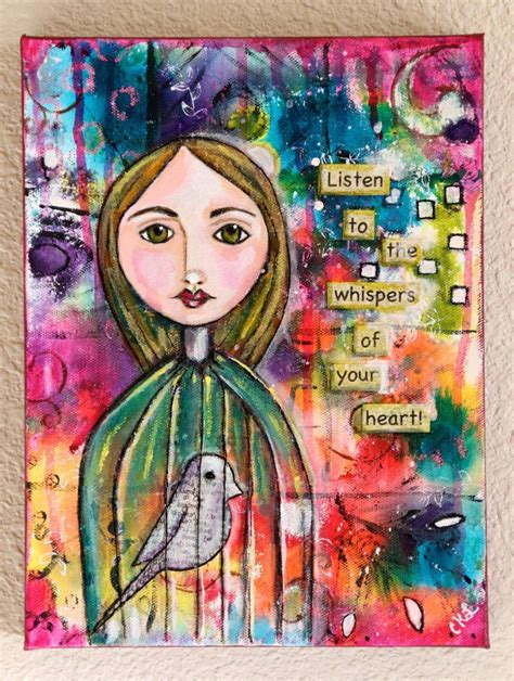 Listen To The Whispers Of Your Heart Original Mixed Media Art Etsy