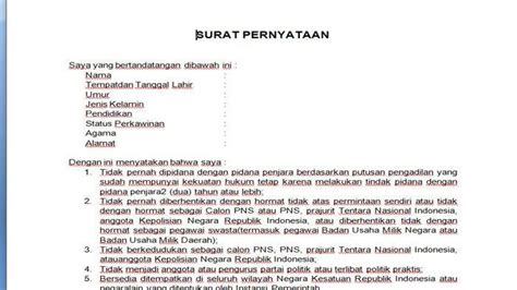 Contoh Surat Lamaran Dan Pernyataan Daftar Kementerian Cpns 2021 Dan