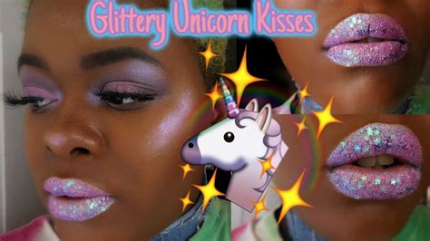 🦄 Glittery Unicorn Kisses Glitter Lip Tutorial Youtube