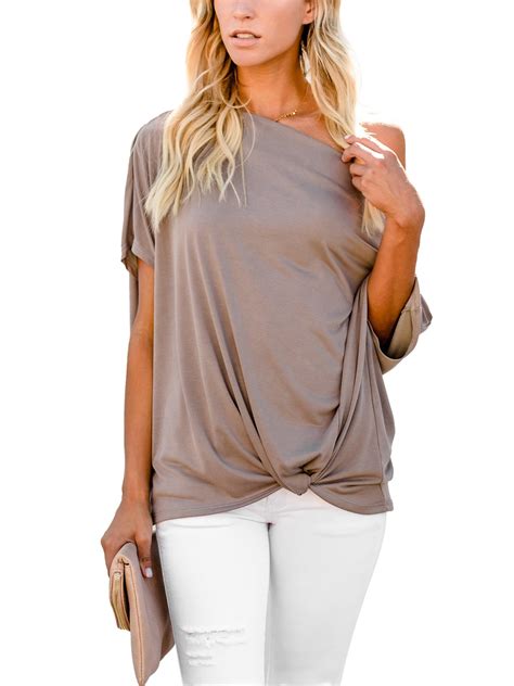 Sexy Dance - Half Sleeve T Shirt for Women Casual Solid Color Tie Front 
