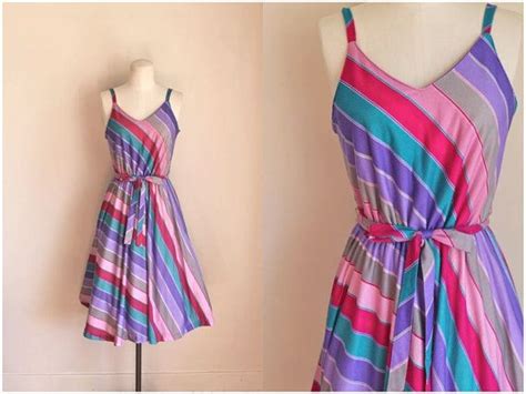 Vintage Striped Sundress Candy Crush Rainbow Dress By Mstips Vintage Love Vintage Finds