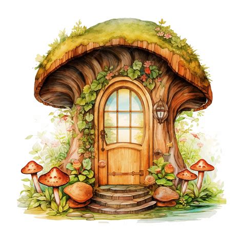 Premium Vector Fairy Tale House Surrounded By Flowers Watercolor Painted