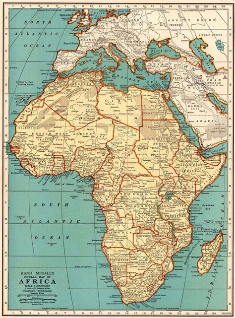 1939 Vintage Africa Map Antique Collectible Map Of Africa Gallery Wall