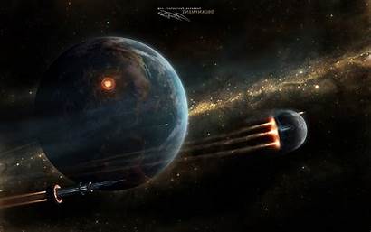 Space Futuristic Planet Spaceship Cgi Render Fiction