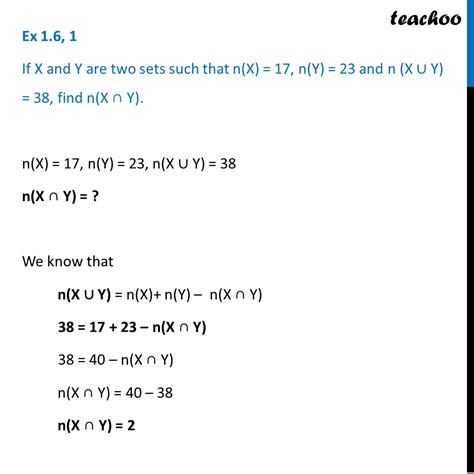 question 1 if x and y are two sets n x 17 n y 23