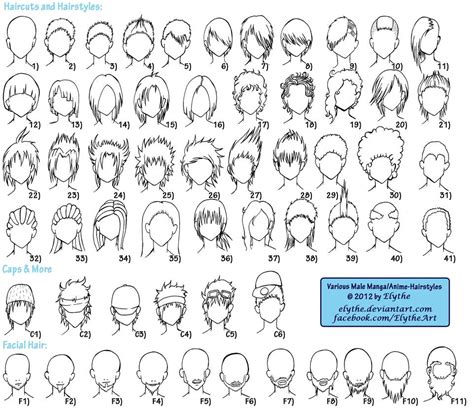 Anime hair is drawn using thick, distinct sections instead of individual strands. Various Male Anime+Manga Hairstyles by Elythe on DeviantArt