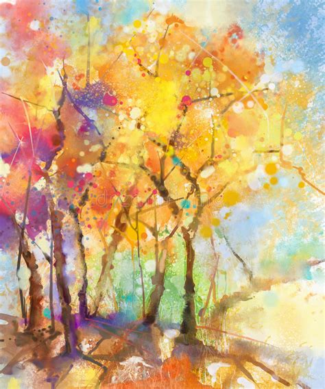 Abstract Watercolor Painting Colorful Landscape Stock