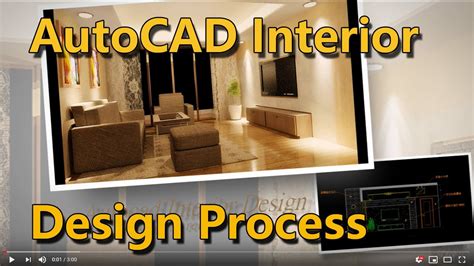 Autocad Interior Design Process2d Drawing To 3d Realistic Scene Youtube
