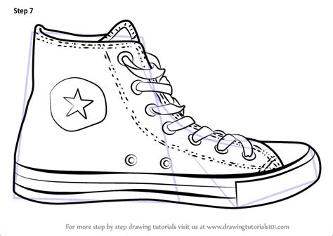 Step By Step How To Draw Converse Shoe