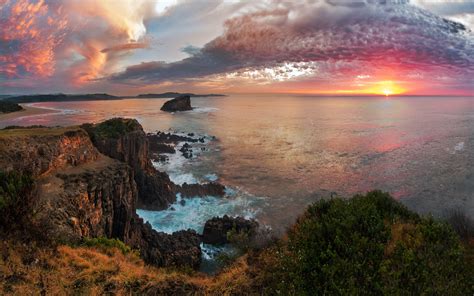 Australia Red Sunsets Ocean Coast Scenery Preview