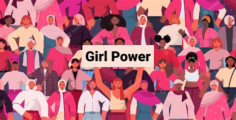 Premium Vector Mix Race Girls Standing Together Female Empowerment Movement Women S Power